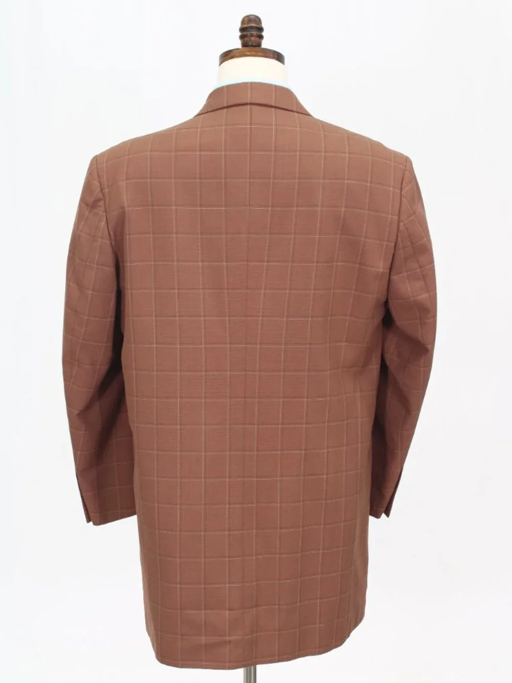 Stacy Adams 42R 35x30 Brown Full Suit 4-Button Check R917